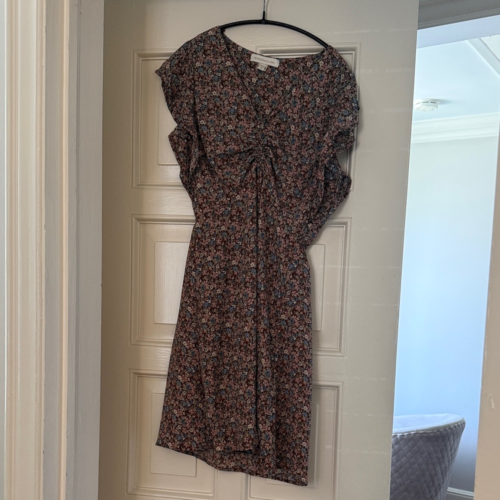 Monteau Black Floral Tie-Front Midi Dress